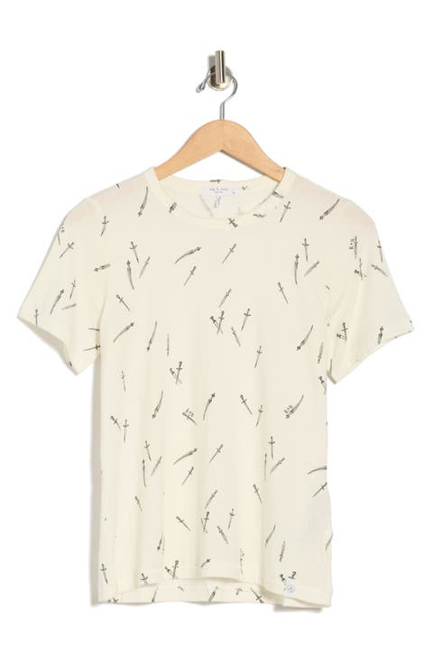 Dagger Print Cotton Blend T-Shirt