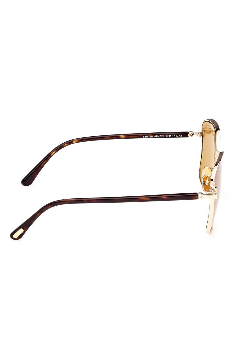 TOM FORD 57mm Square Sunglasses, Alternate, color, Gold / Brown