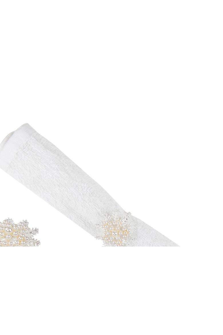 Pearl Snowflake Decorative Napkin Ring Set of 4, Alternate, color, Off-White