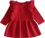 Ashmi & Co. Eva Ruffle Shoulder Long Sleeve Knit Cotton Dress