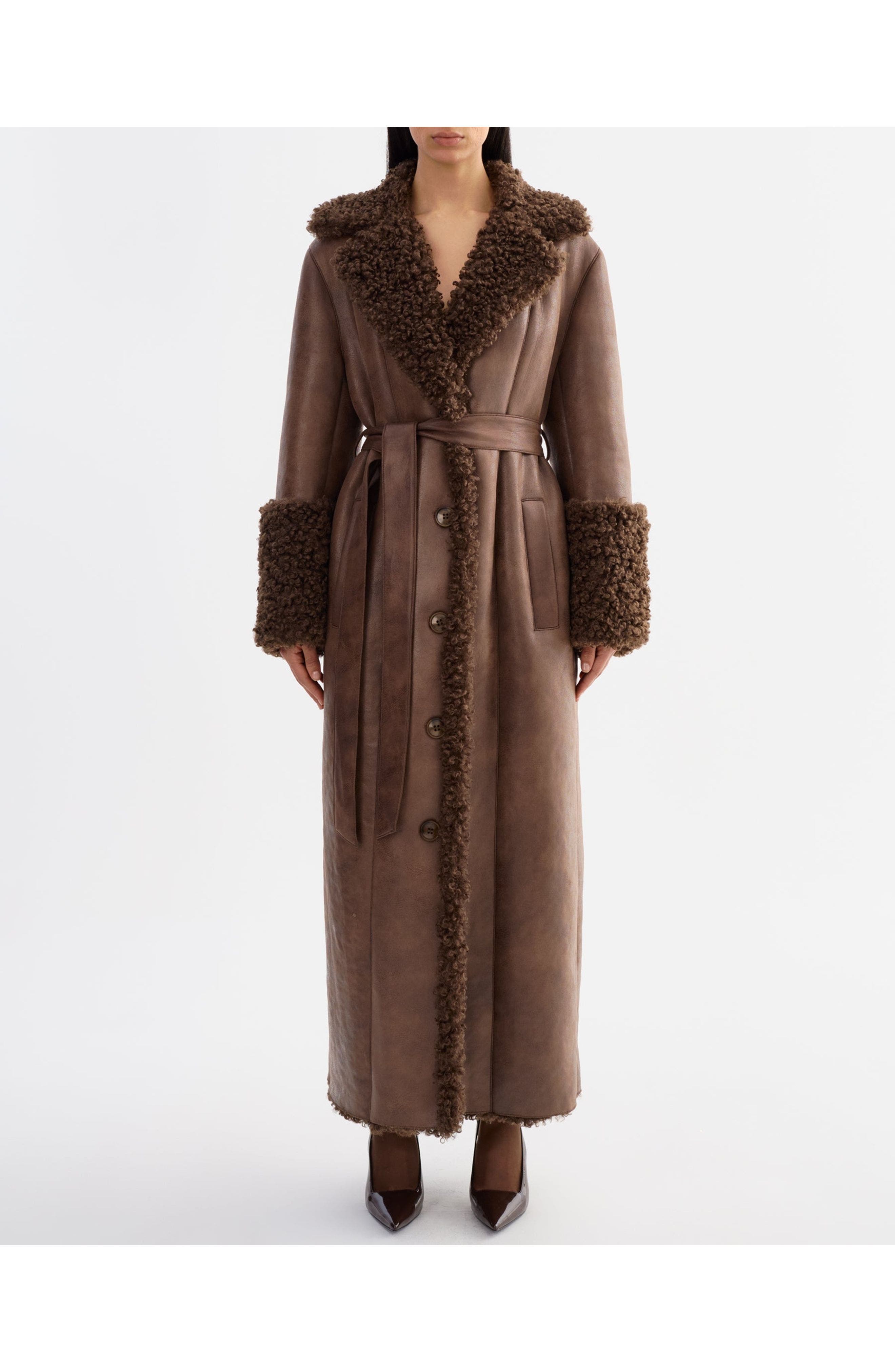 Polly | Mixed Media Maxi Coat - image 3