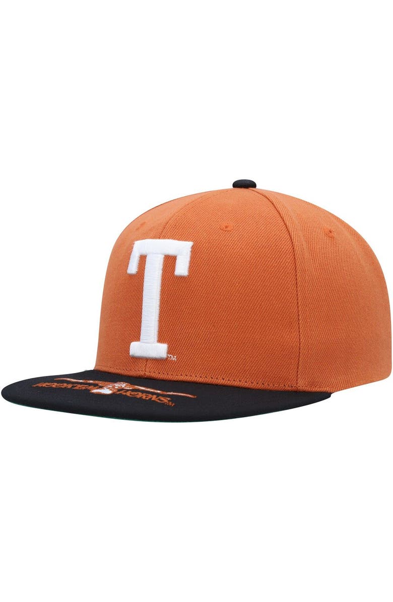 Mitchell & Ness Men's Mitchell & Ness Texas Orange/Black Texas Longhorns Logo Snapback Hat, Main, color,