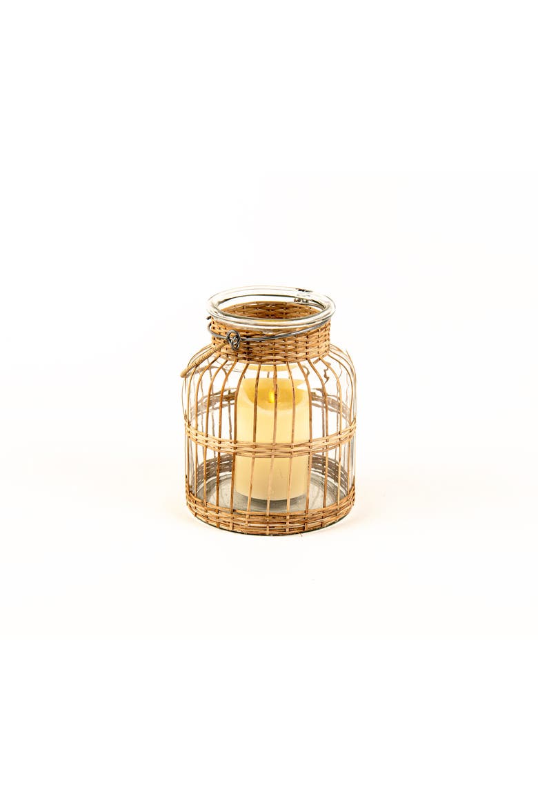 Glass with cane weaved votive, Alternate, color, Natural