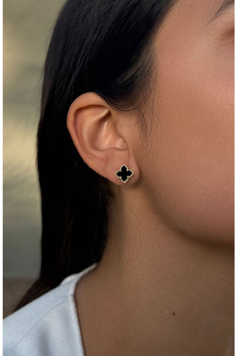 Set of 2 Clover Stud Earrings, Alternate, color, GOLD