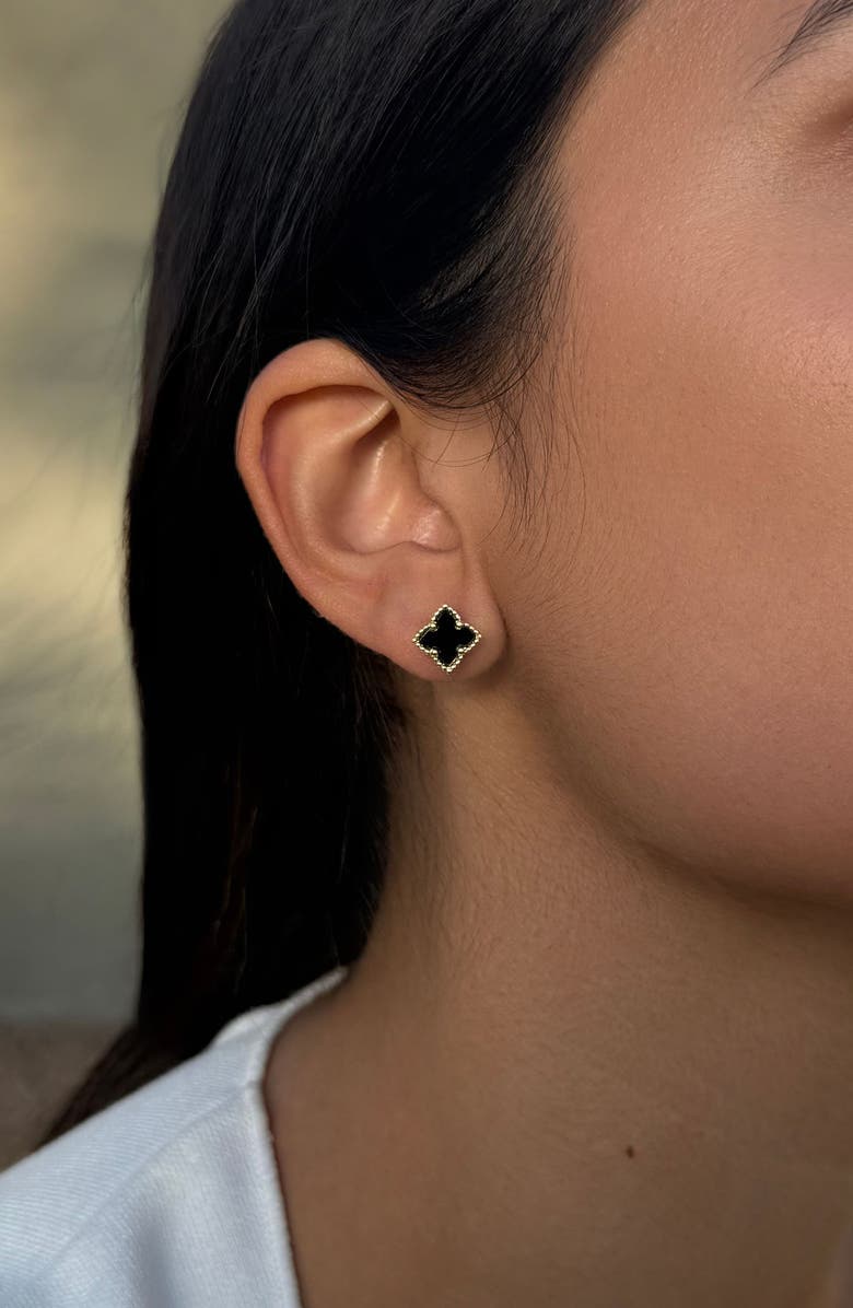 Adornia Set of 2 Clover Stud Earrings, Alternate, color, Gold