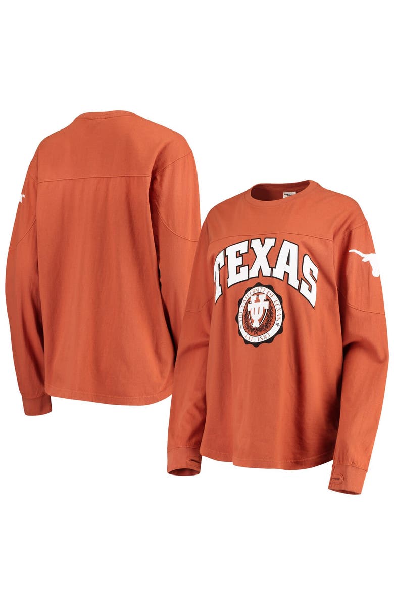 PRESSBOX Women's Pressbox Texas Orange Texas Longhorns Edith Long Sleeve T-Shirt, Main, color,