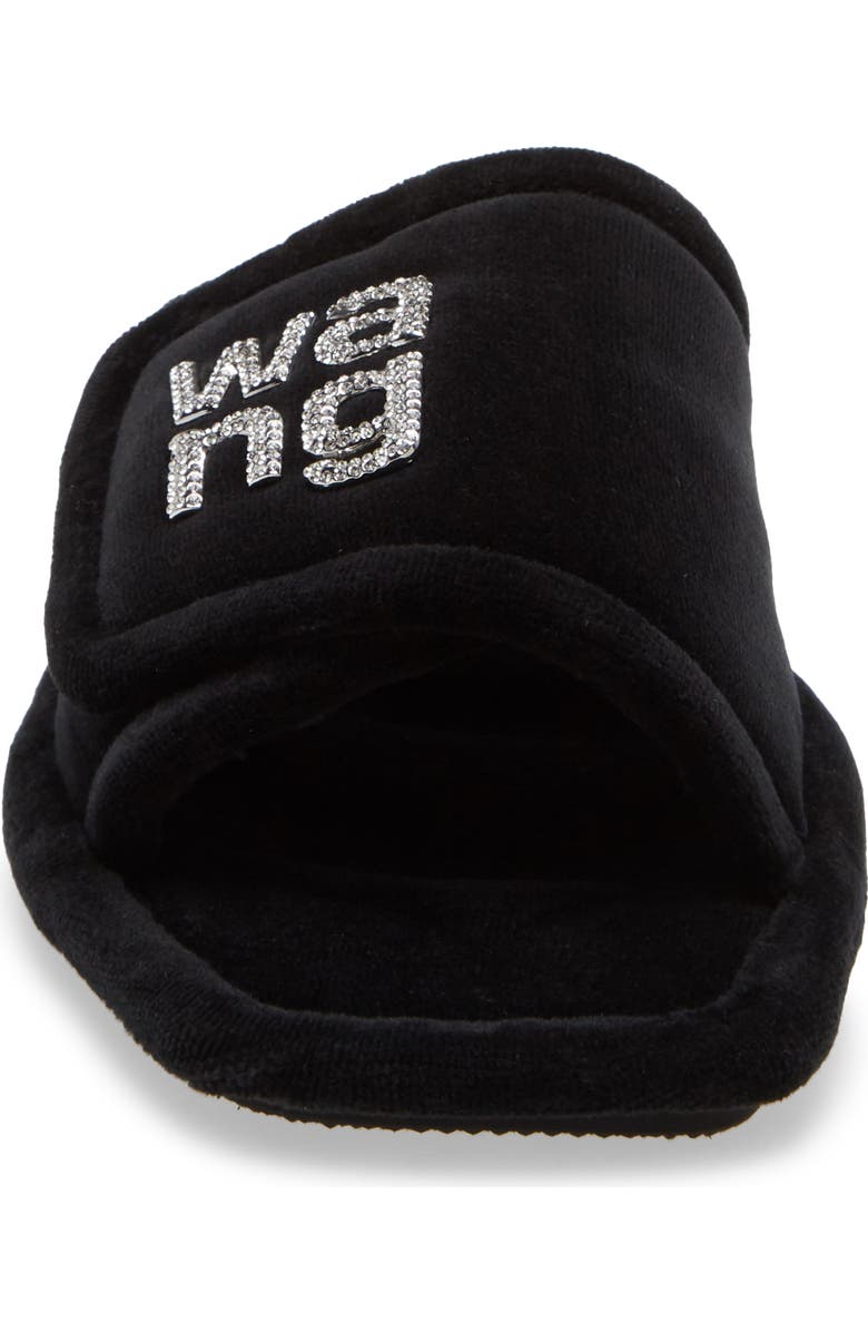 Alexander Wang Lana Crystal Logo Slide Slipper, Alternate, color,