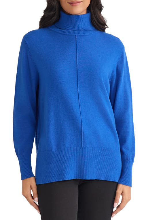 Jones New York Turtleneck Seam Front Bouclé Sweater In Blue