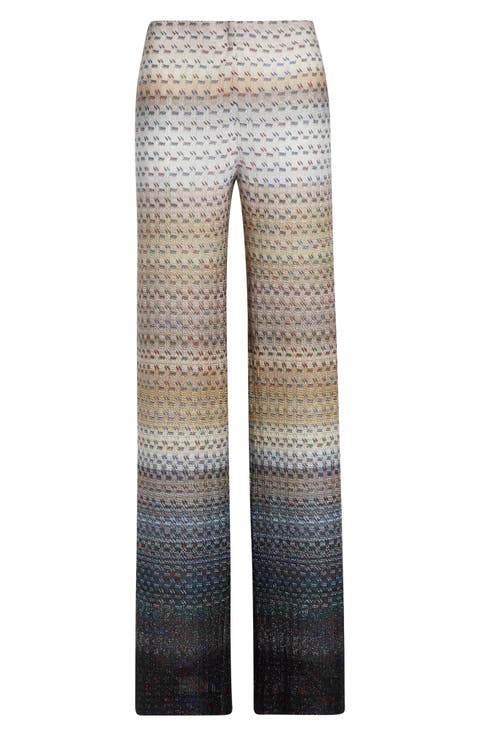 Wavy Stripe Raschel Knit Palazzo Pants