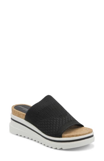 Adrienne Vittadini Cindee Wedge Sandal In Black Knit