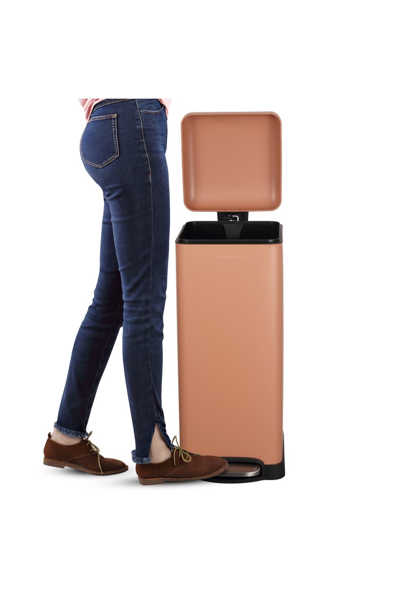 Betty Retro Step Pedal Trash Can, Alternate, color, Clay Rose