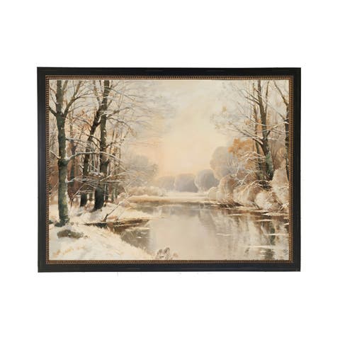 Vintage Oil Painting of Snowy River Scene