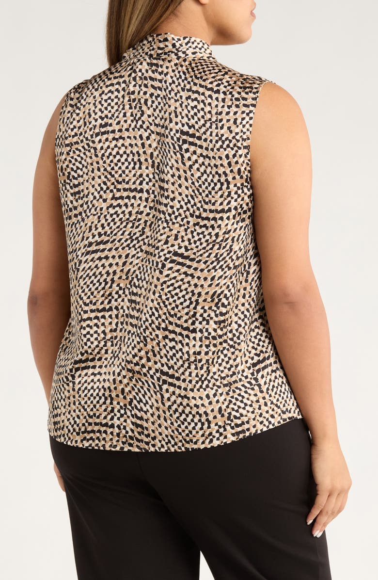 KASPER Abstract Print Pleated Sleeveless Top, Alternate, color, Soft Sand Multi