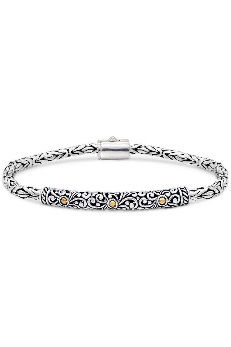 Bali Filigree with Borobudur Chain Bracelet in Sterling Silver and 18K Gold, Main, color, Silver, Gold