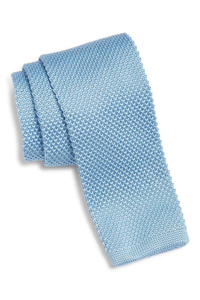 Light Blue Knit Silk Tie, Main, color, LIGHT BLUE