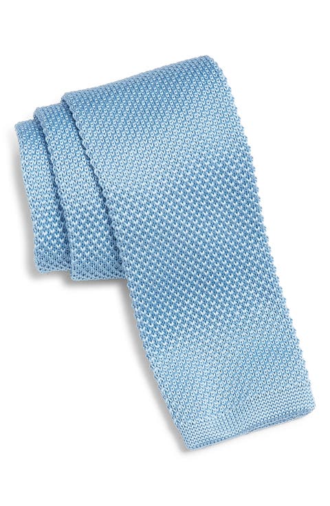 Light Blue Knit Silk Tie