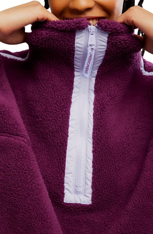Free People Fp Movement Mountain High Fleece Half Zip Pullover In Burgundy