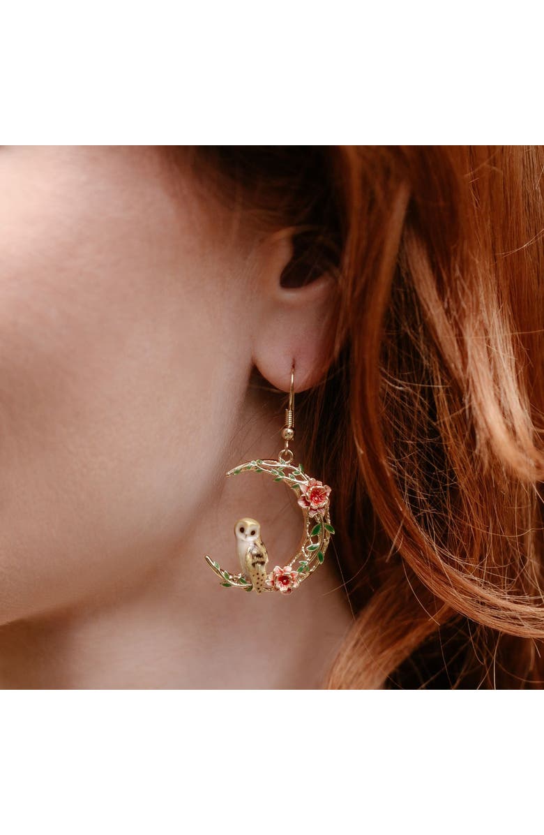 Bill Skinner Studio Owl in a Moon Drop Earrings, Alternate, color, Owl In A Moon