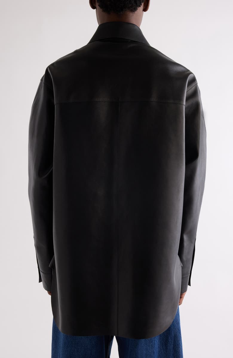 Givenchy Leather Overshirt, Alternate, color, Black