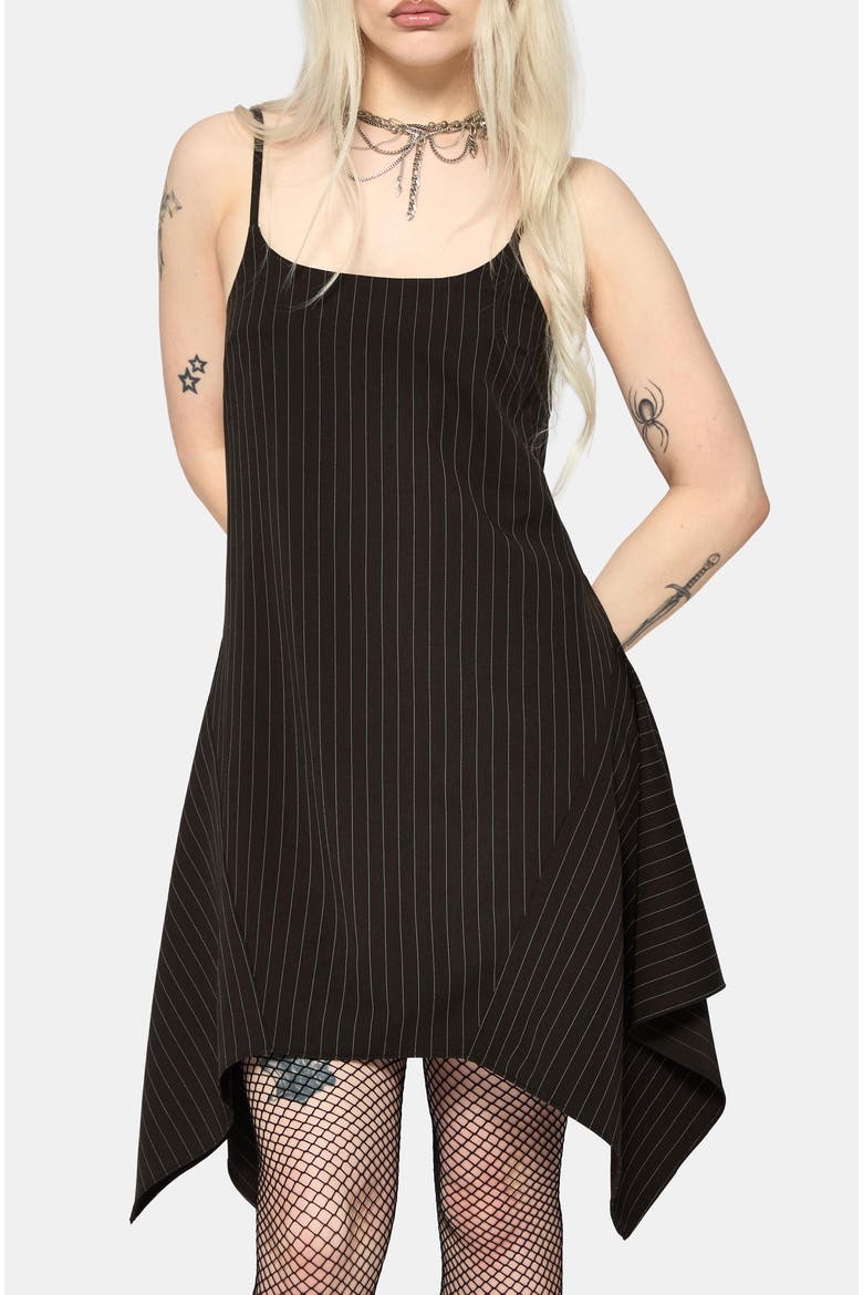 Alecto Pinstripe Mini Dress, Alternate, color, Black