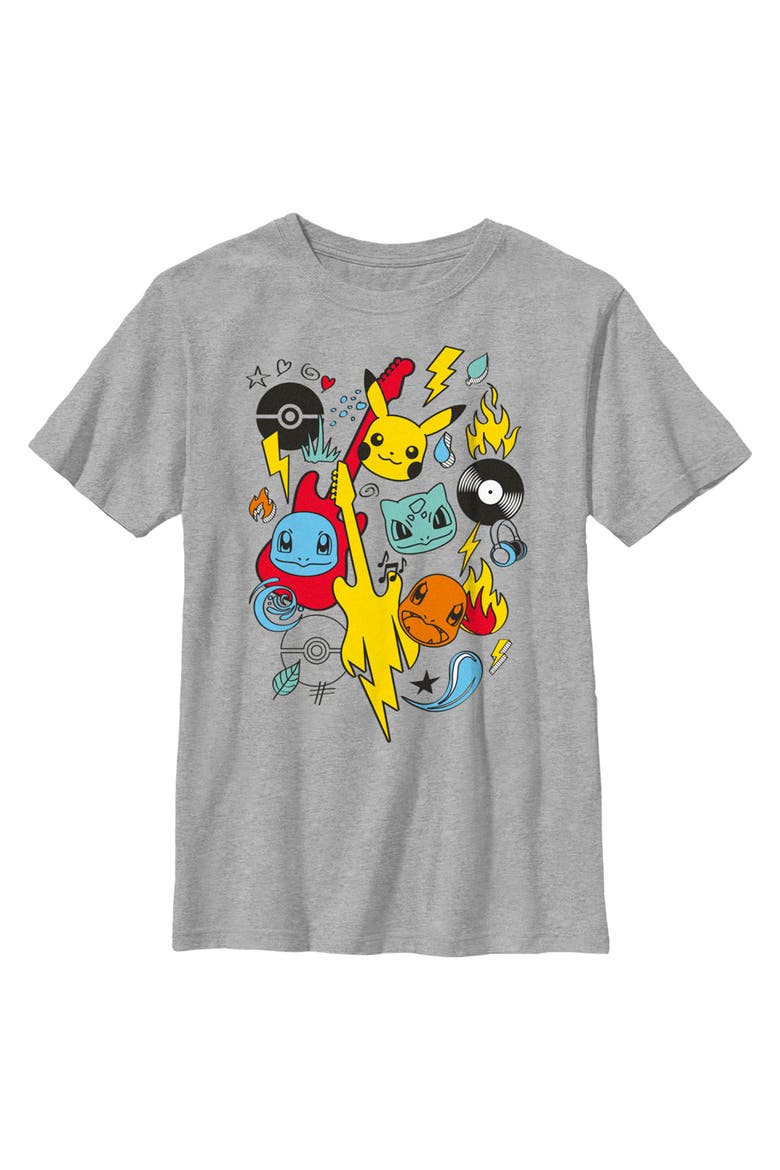 Boy's Pokemon Music Rocks Starters  Graphic T-Shirt, Main, color, Athletic Heather