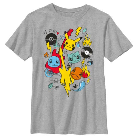 Boy's Pokemon Music Rocks Starters  Graphic T-Shirt