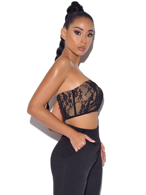 Miss Circle New Romance Bralette Lace Corset Top In Black