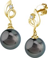 The Pearl Source 14K Gold Tahitian South Sea Pearl & Diamond Symphony Earrings