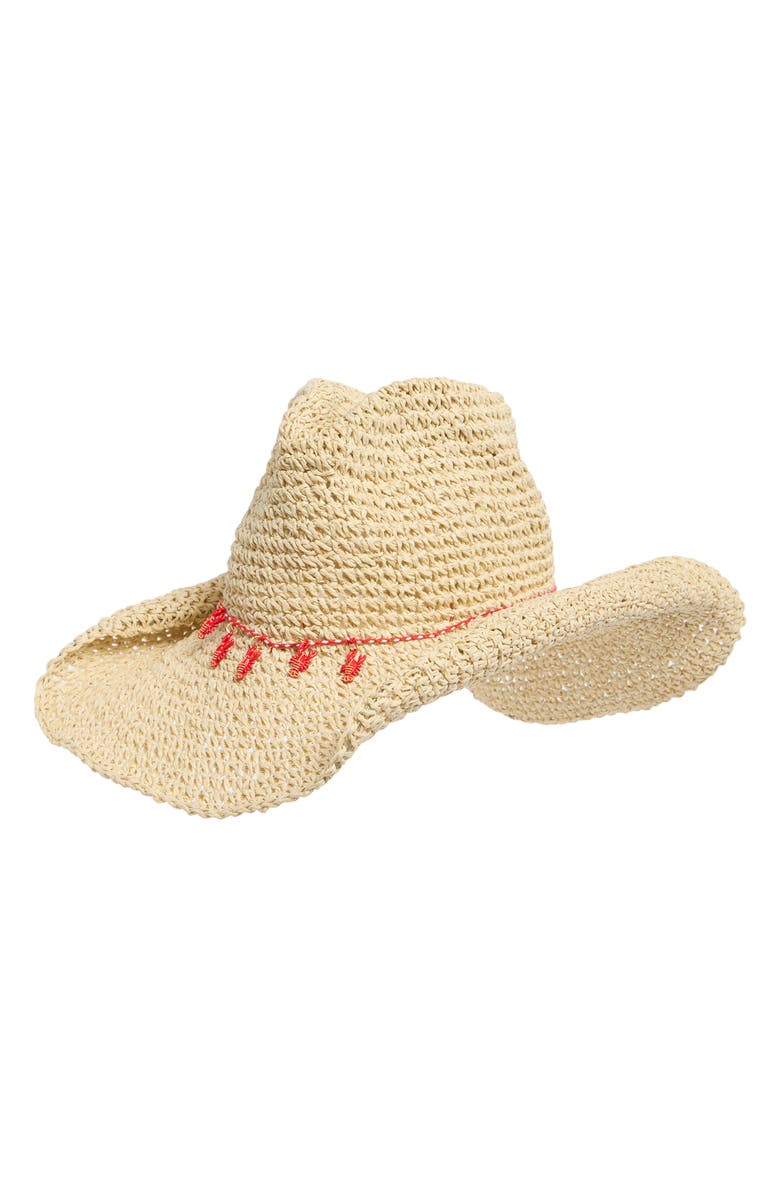 Steve Madden Charm Band Straw Cowboy Hat, Main, color, Natural