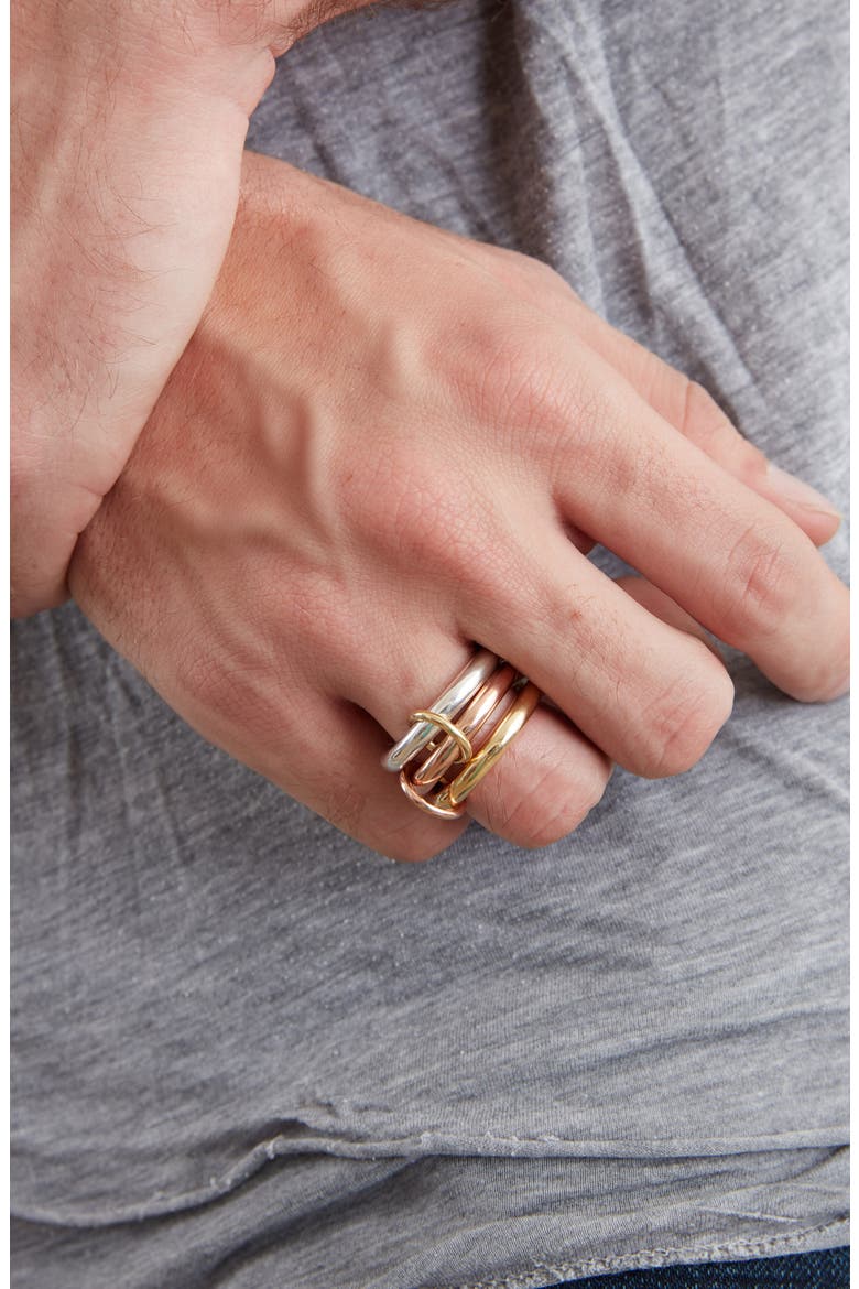 Mercury Mixed Metal Linked Ring, Alternate, color, SILVER/ YELLOW GOLD/ ROSE GOLD