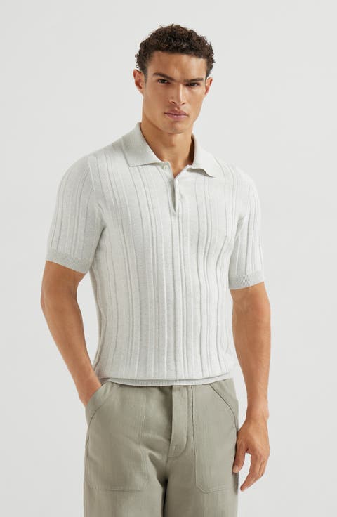Jacquard knit polo shirt