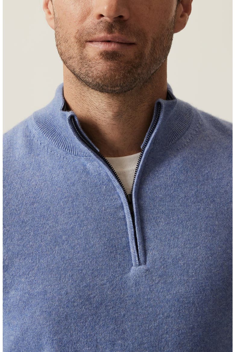 Cashmere, Silk & Wool Quarter Zip Sweater, Alternate, color, SKIPPER BLUE