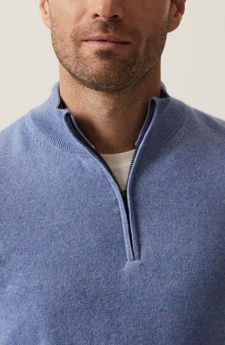 34 Heritage Cashmere, Silk 
Wool Quarter Zip Sweater, Alternate, color, Skipper Blue