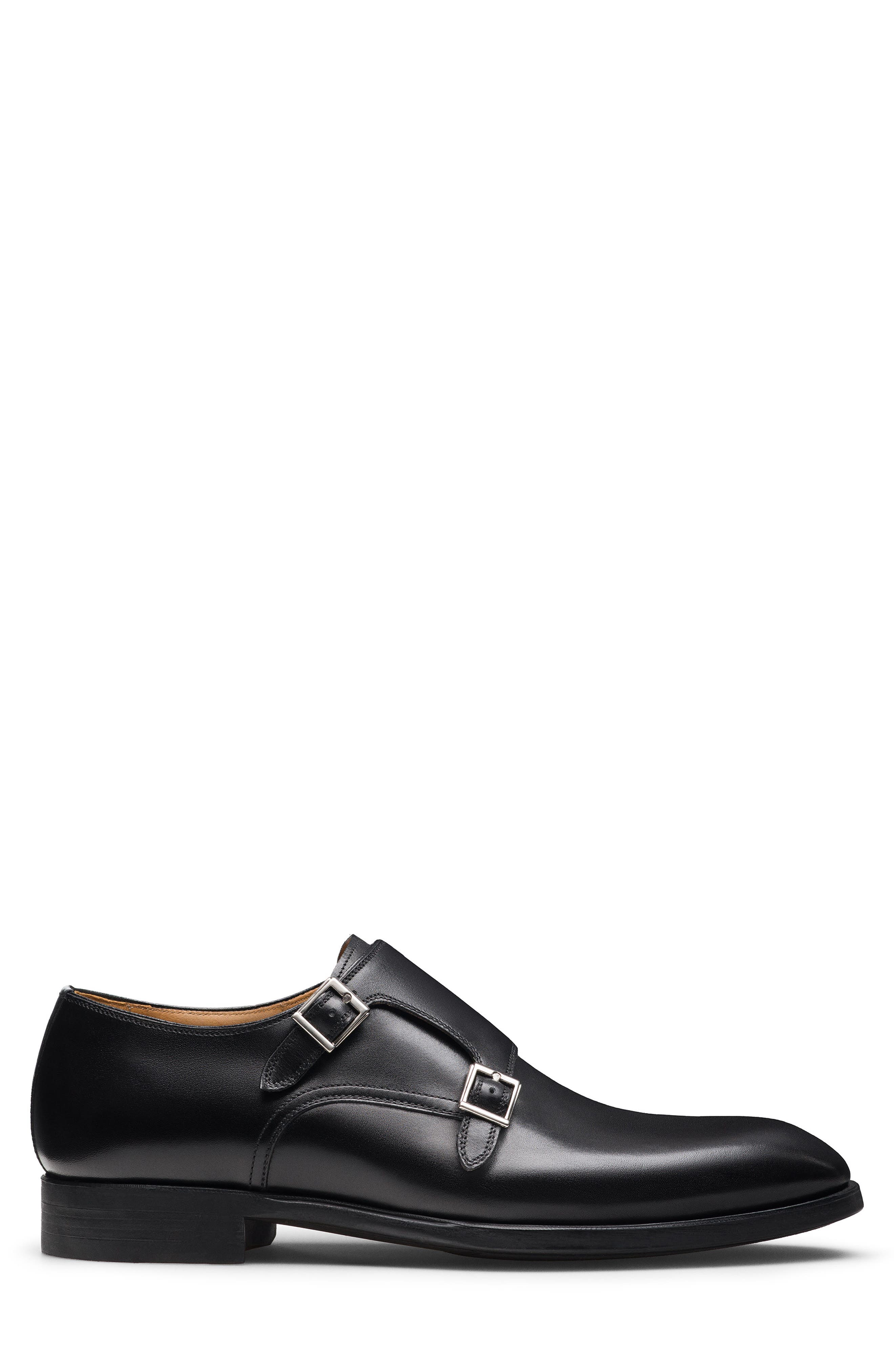 Magnanni Minorca Plain Toe Monk Shoe, Alternate, color, Black