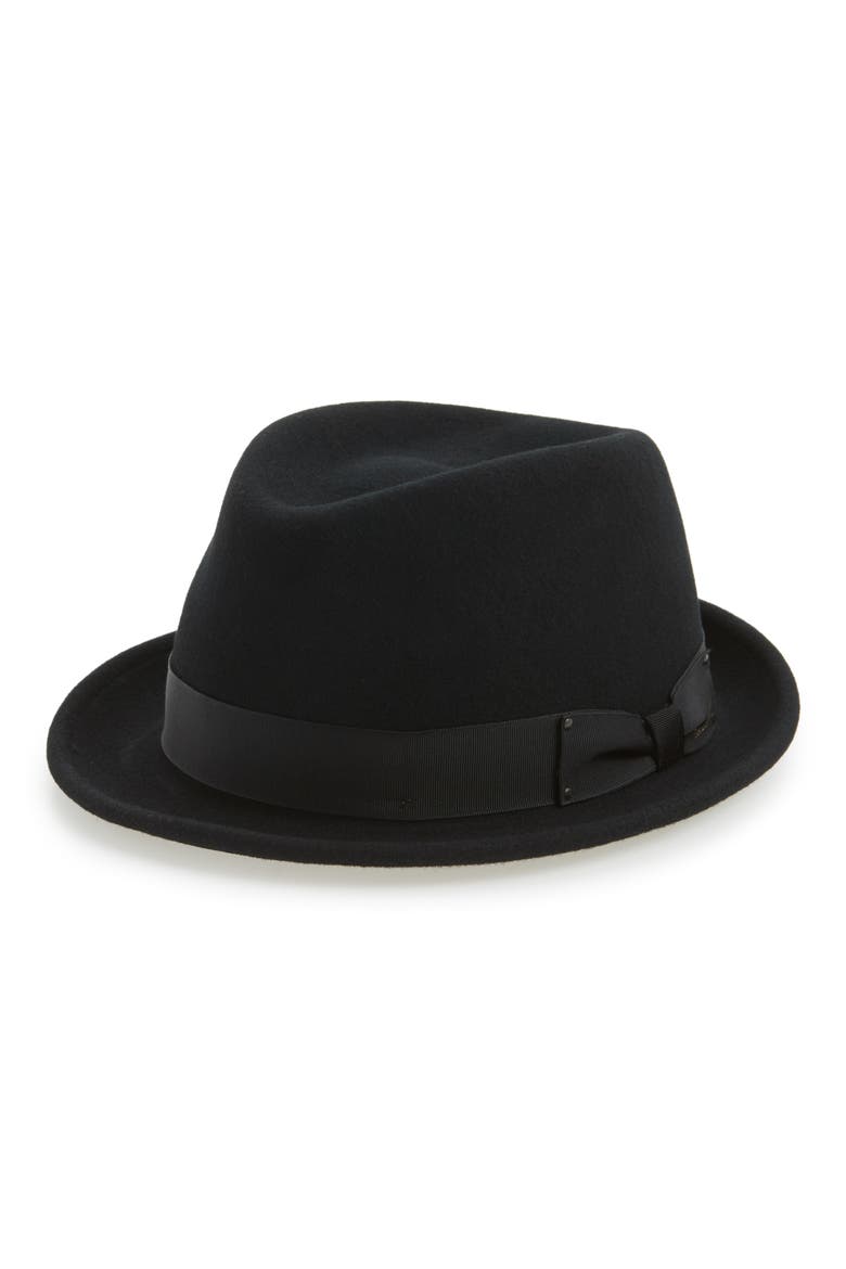 'Wynn' Packable Fedora, Main, color, BLACK