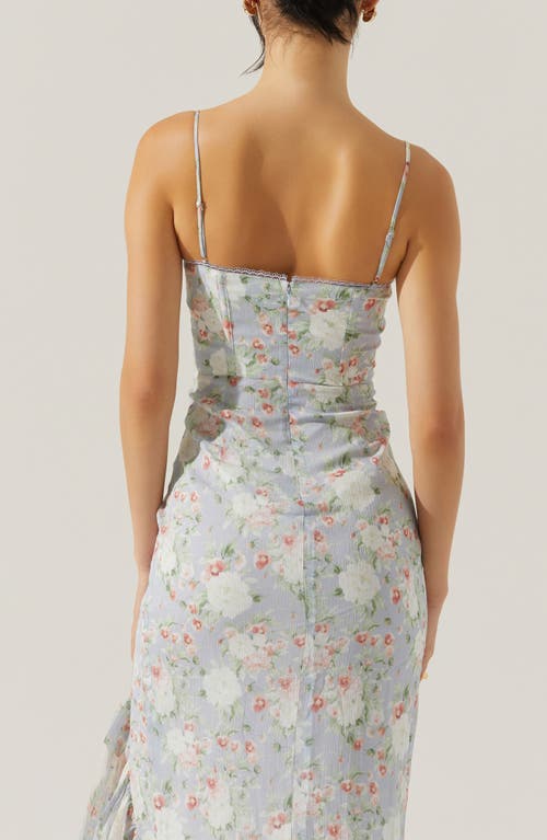 Astr The Label Brisbane Floral Print Asymmetric Dress In Light Blue Floral