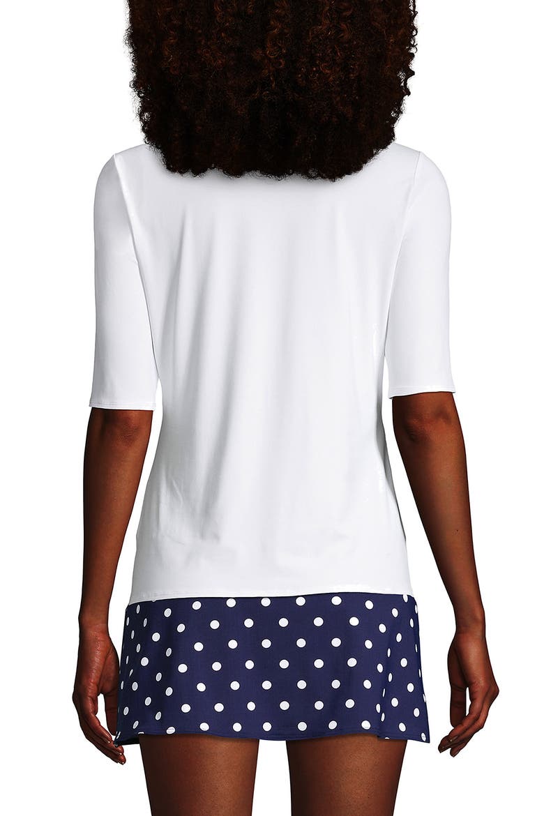 Long Crew Neck Rash Guard UPF 50 Sun Protection Swim Tee, Alternate, color, White