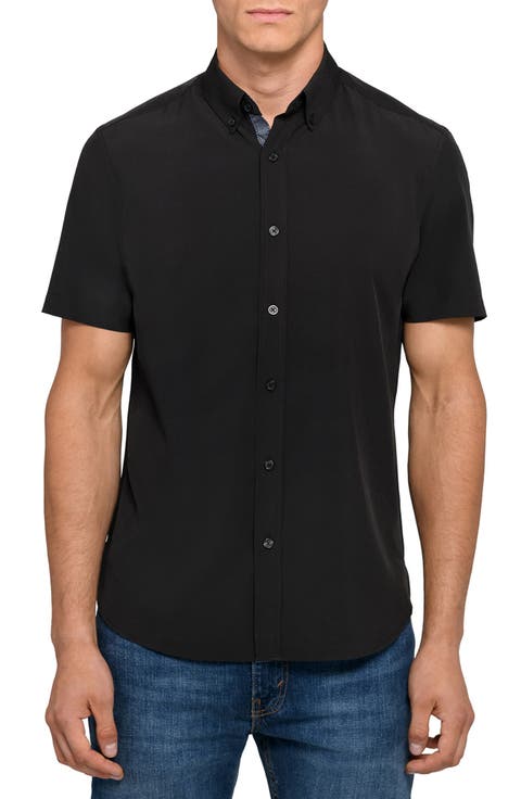 Solid Woven Short Sleeve Basic