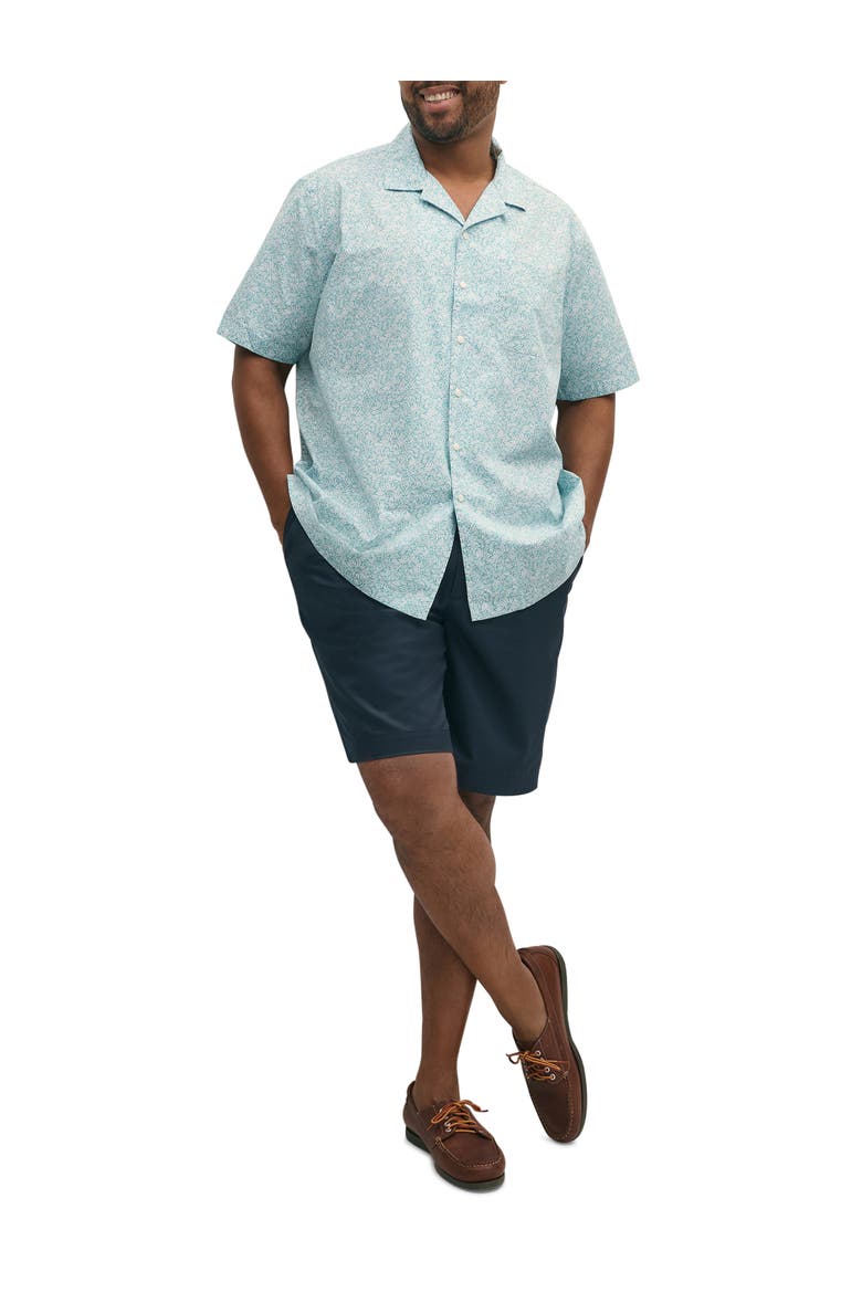 Big & Tall Non-Iron Leaf Print Sport Shirt, Alternate, color, TURQUOISE