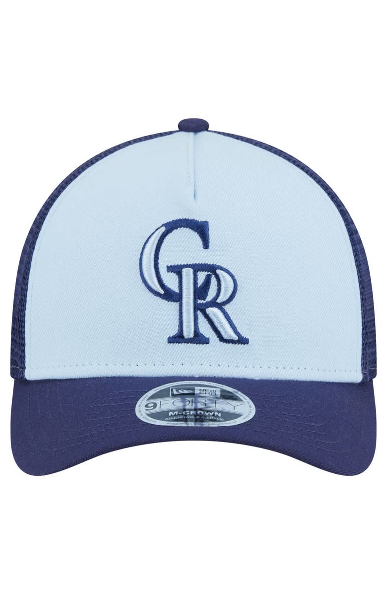 New Era Men's New Era Light Blue/Navy Colorado Rockies 2-Tone Color Pack 9FORTY M-Crown A-Frame Adjustable Hat, Alternate, color, Light Blue
