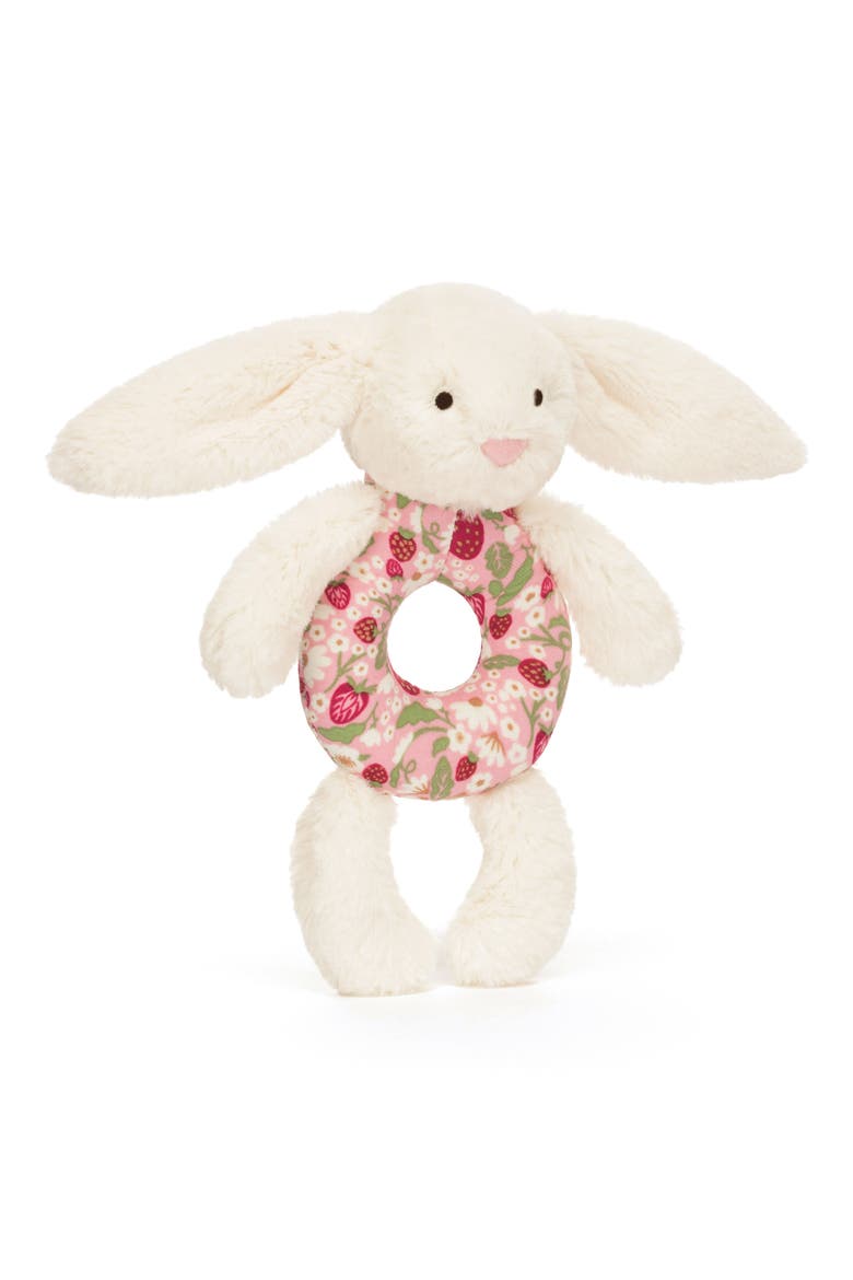 Blossom Cream Bunny 'Berry' 7-Inch Ring Rattle, Main, color, MULTI