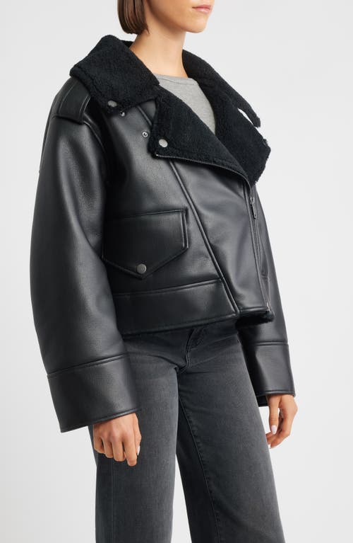 Ugg(r) Finnian Oversize Faux Leather & Luxefluff Moto Jacket In Black