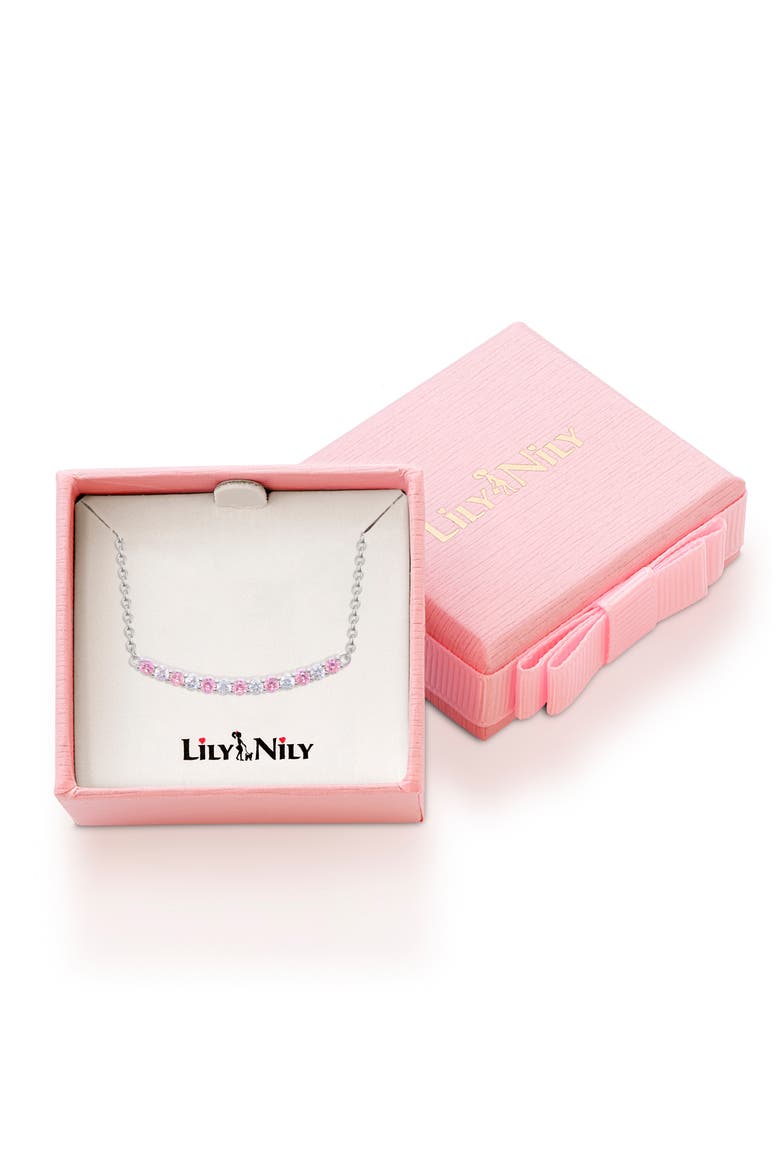 Kids' Cubic Zirconia Bar Pendant Necklace, Alternate, color, OPEN PINK