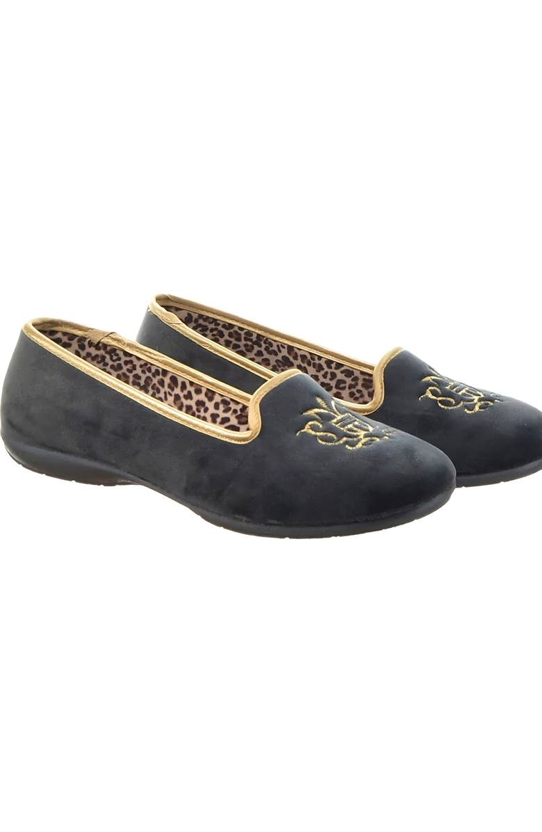 Menina Step Royal Embroidered Suede Slipper, Alternate, color, Dark Gray
