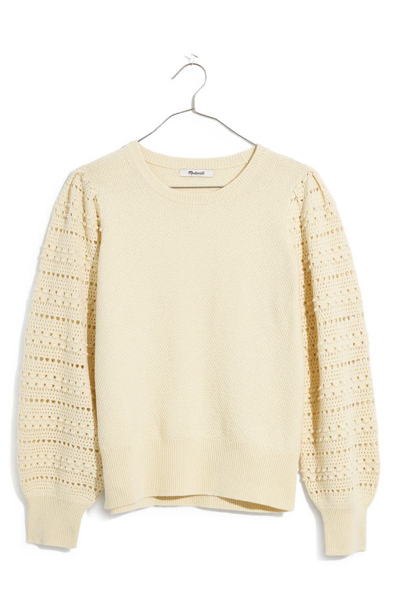 Madewell Bobble Sleeve Cotton & Wool Sweater, Alternate, color, 