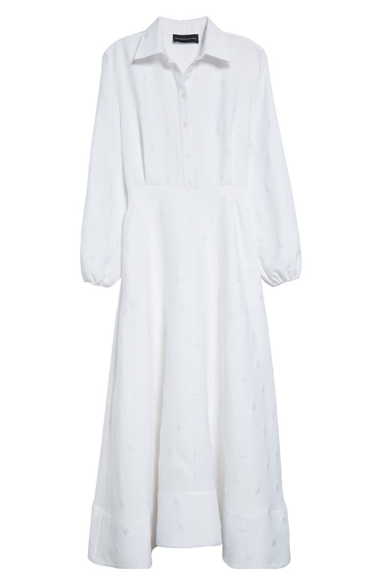 Brandon Maxwell Maggie Polka Dot Long Sleeve Jacquad Shirtdress, Alternate, color, 