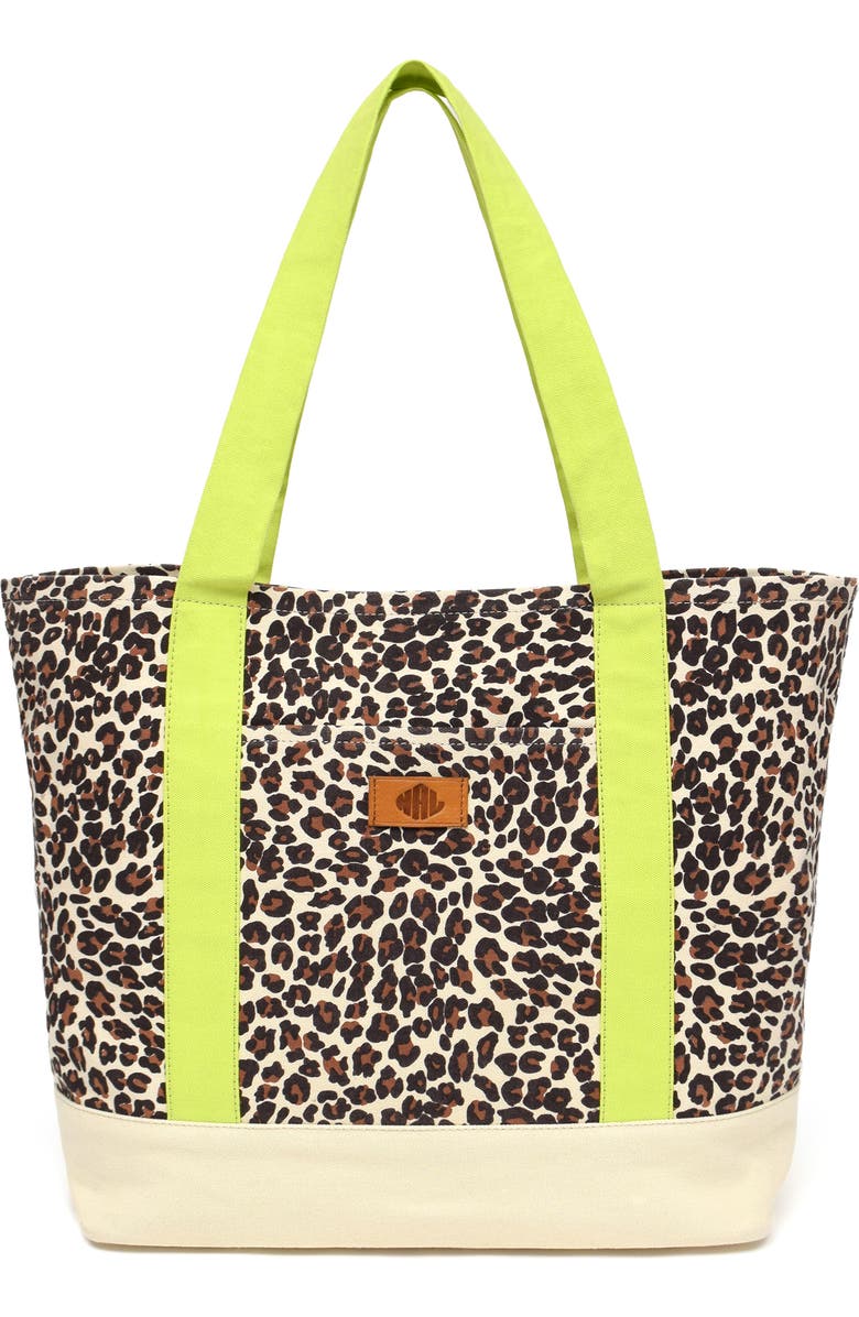 New Amsterdam Leatherworks Kylee Canvas Tote, Main, color, Leopard/ Citron