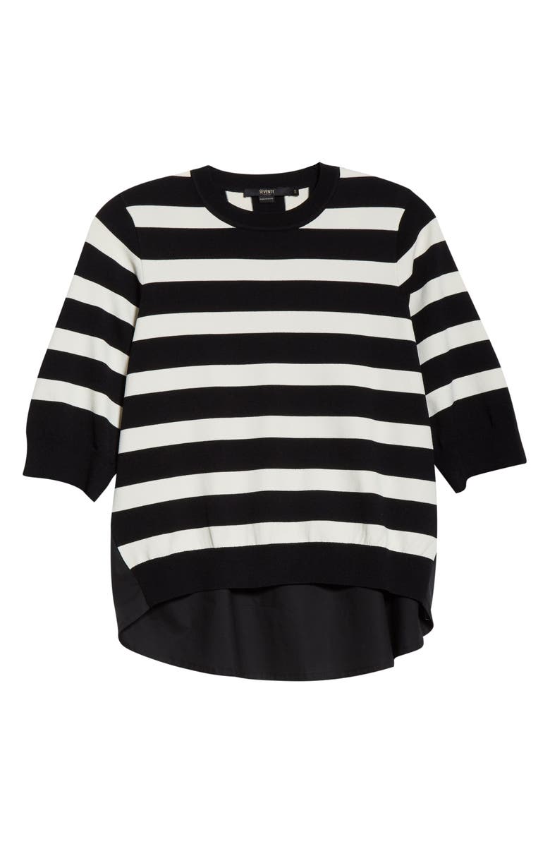 SEVENTY VENEZIA Seventy Stripe Mixed Media Top, Alternate, color, 
