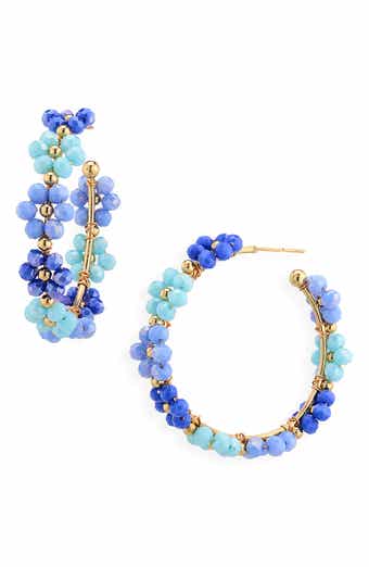 Beaded Flower Hoop Earrings