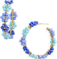 Cara Beaded Flower Hoop Earrings